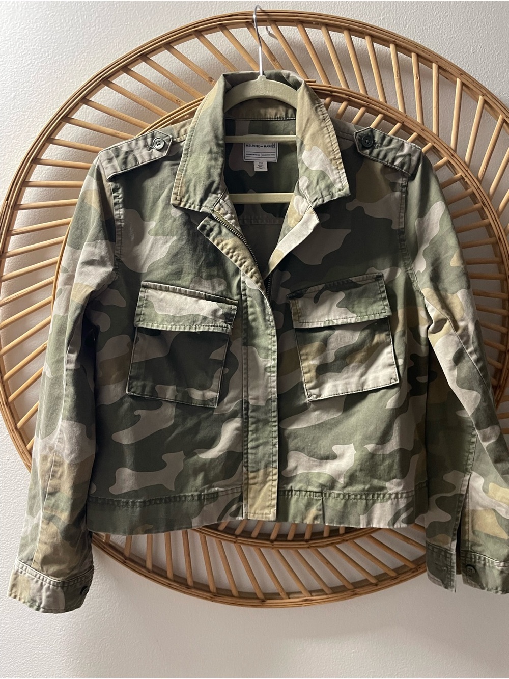 Melrose and Market Green Camo Utility Jacket